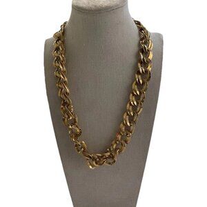 Vintage Monet Gold Tone Chunky Flat Double Curb Link Chain Necklace Signed 20”